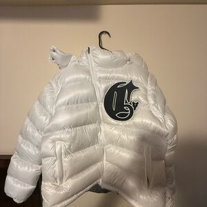 Men's White Puffer Jacket with Logo
